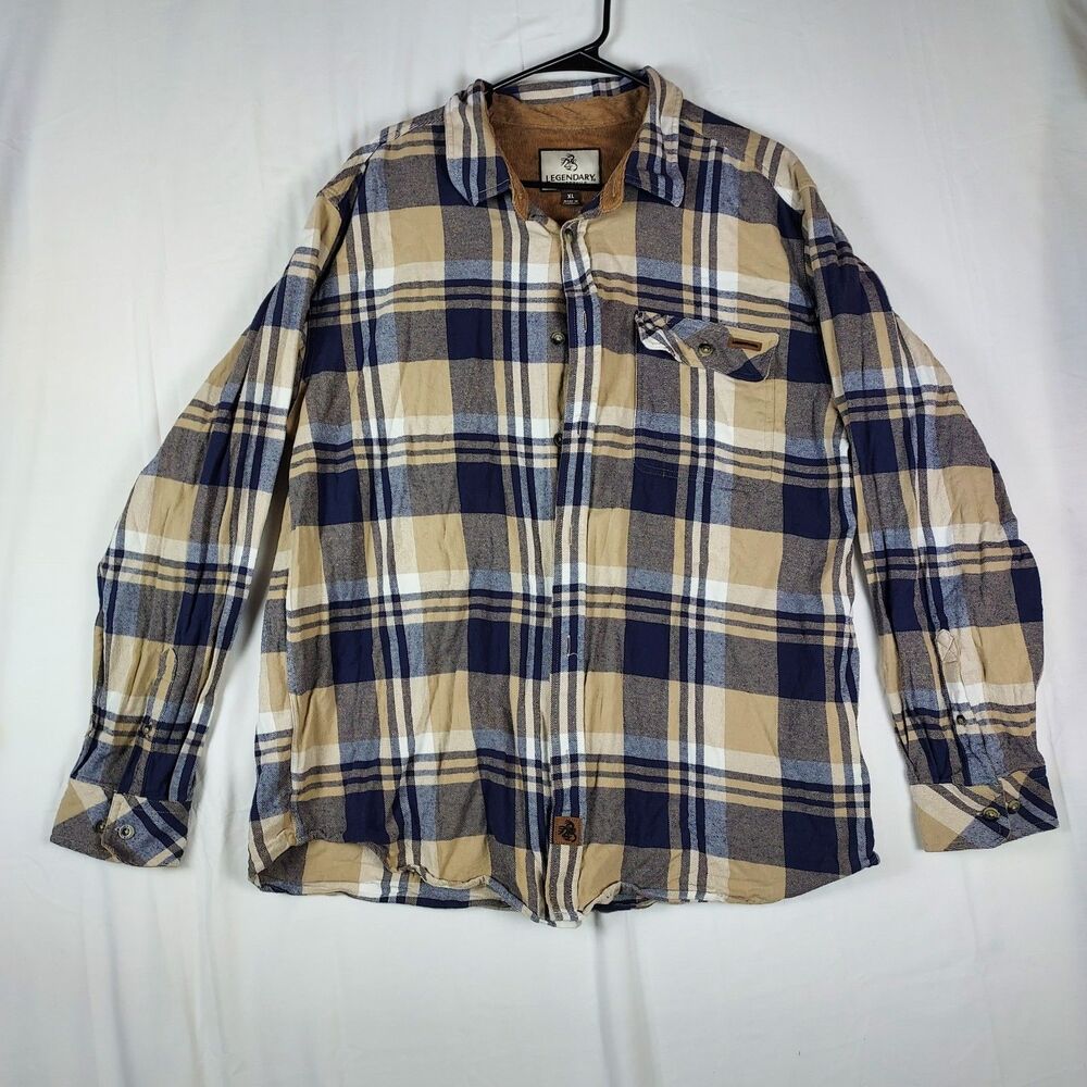 Legendary Whitetails XL Men Plaid Flannel Shirt 100% Cotton Outdoor